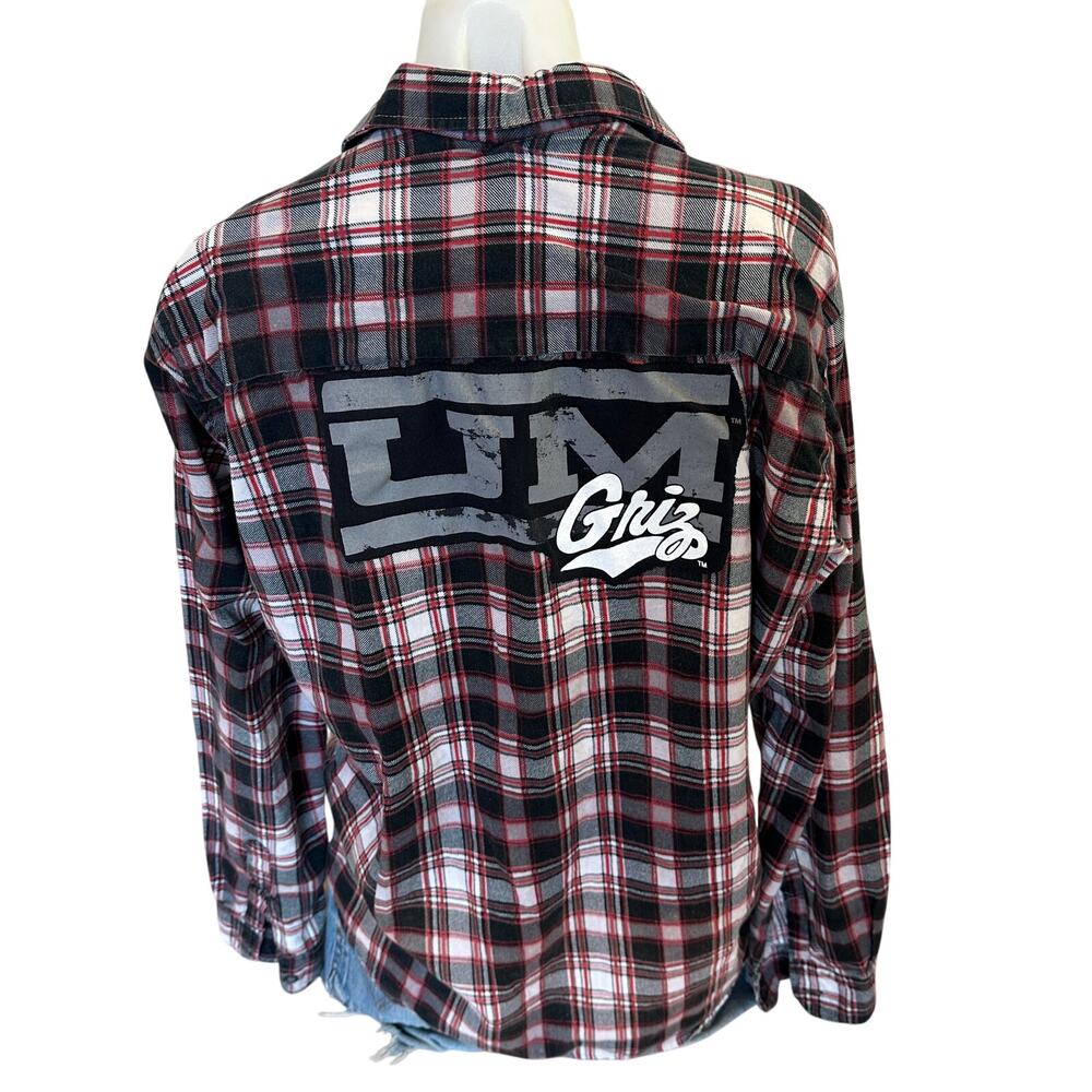 University of Montana Grizzlies Plaid Flannel Shirt LARGE Oversized Football UM